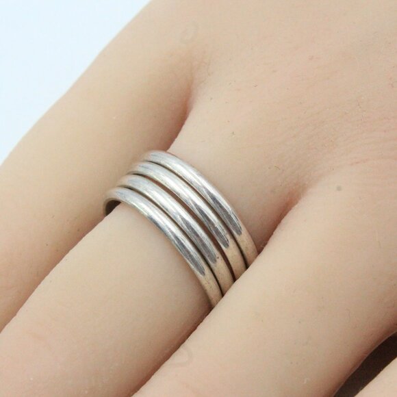 Vintage Sterling Silver Tested Stackable Four (4) Rings - Picture 3 of 9